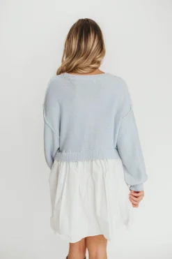 Sale Worth Collective Isabella Combination Mini Dress in Light Blue/White