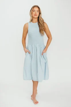 Sale Worth Collective Isla 100% Cotton Dress in Blue