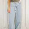 Discount Worth Collective Jade Drawstring Wide Leg Jean in Cast Off