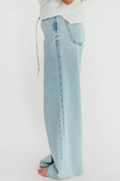 Discount Worth Collective Jade Drawstring Wide Leg Jean in Cast Off