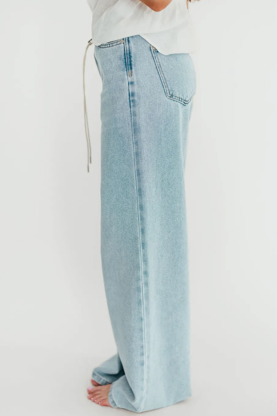 Discount Worth Collective Jade Drawstring Wide Leg Jean in Cast Off