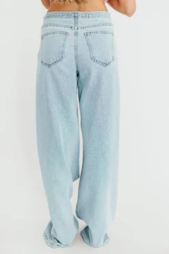 Discount Worth Collective Jade Drawstring Wide Leg Jean in Cast Off