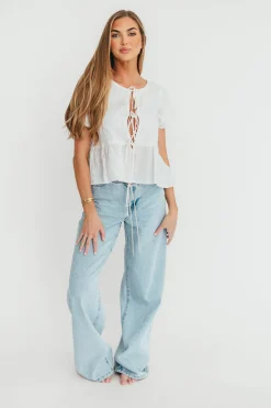 Discount Worth Collective Jade Drawstring Wide Leg Jean in Cast Off