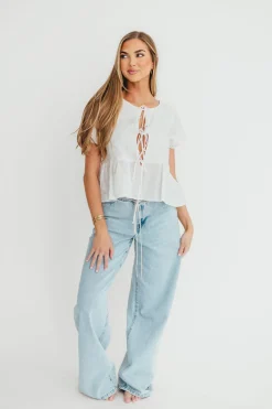 Discount Worth Collective Jade Drawstring Wide Leg Jean in Cast Off