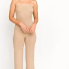 Hot Worth Collective James Strapless Jumpsuit in Tan