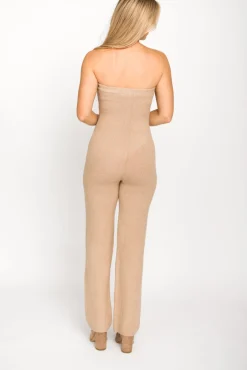Hot Worth Collective James Strapless Jumpsuit in Tan