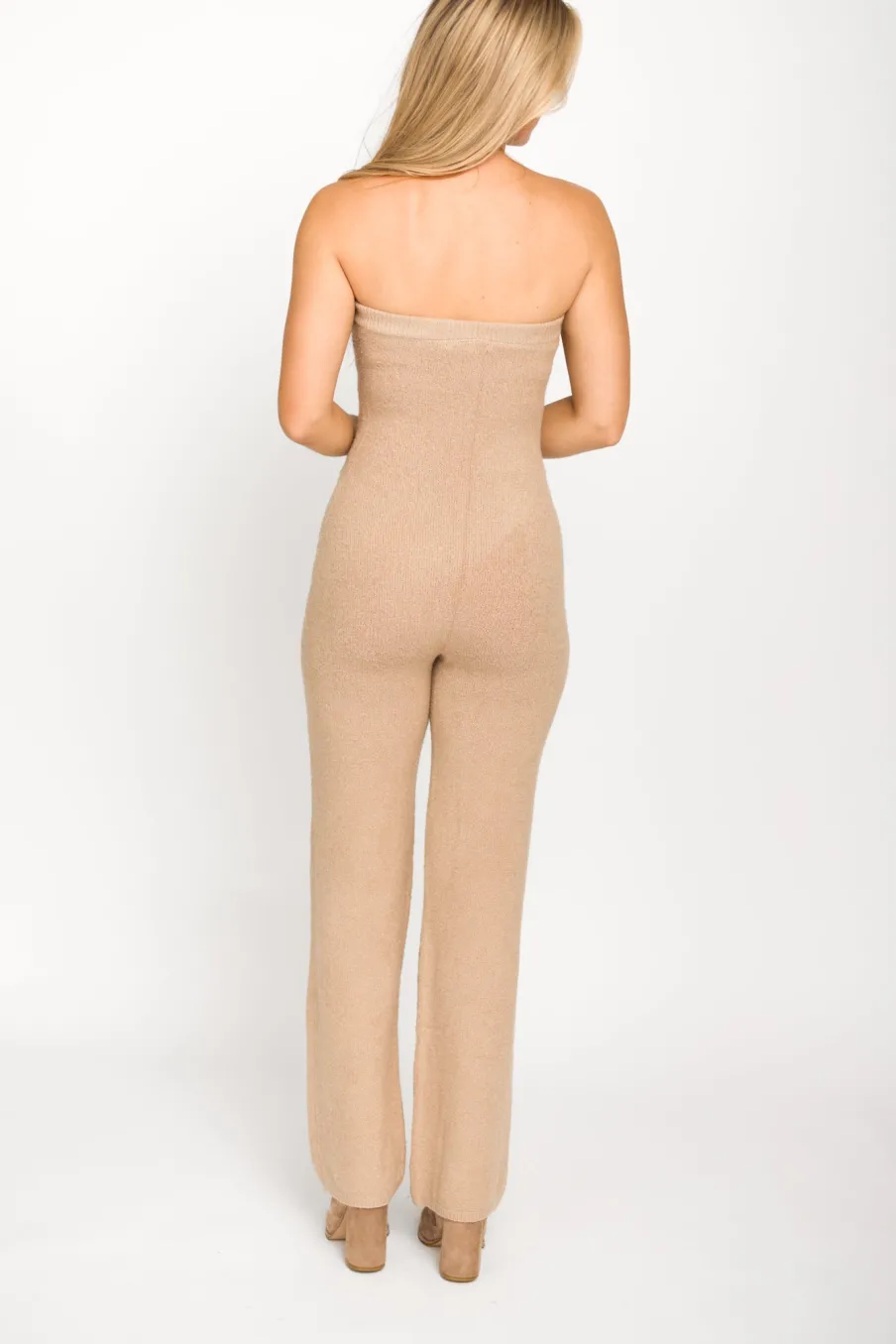Hot Worth Collective James Strapless Jumpsuit in Tan
