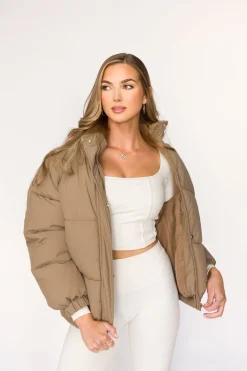 Sale Worth Collective Jasmine Oversized Puffer Jacket in Khaki