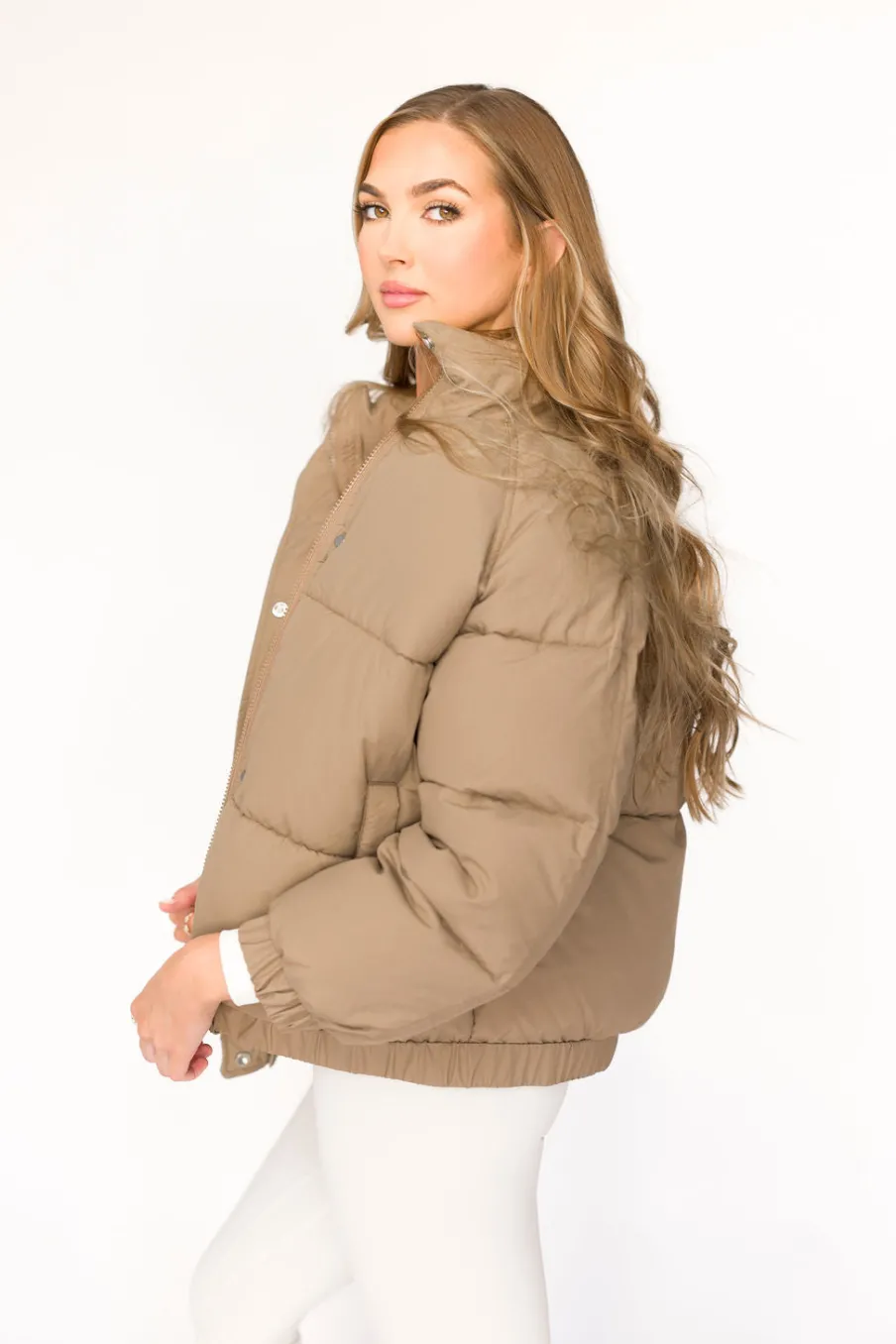 Sale Worth Collective Jasmine Oversized Puffer Jacket in Khaki