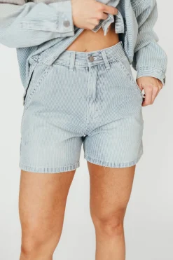 Clearance Worth Collective Jayme Shorts in Denim/White