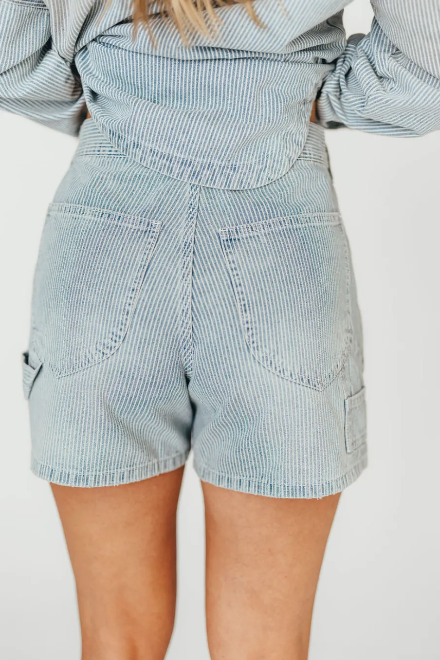 Clearance Worth Collective Jayme Shorts in Denim/White