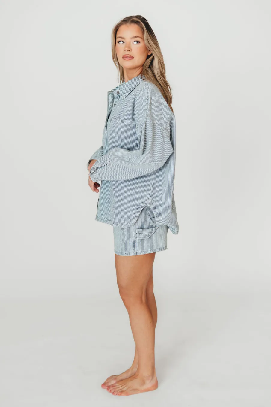 Clearance Worth Collective Jayme Shorts in Denim/White