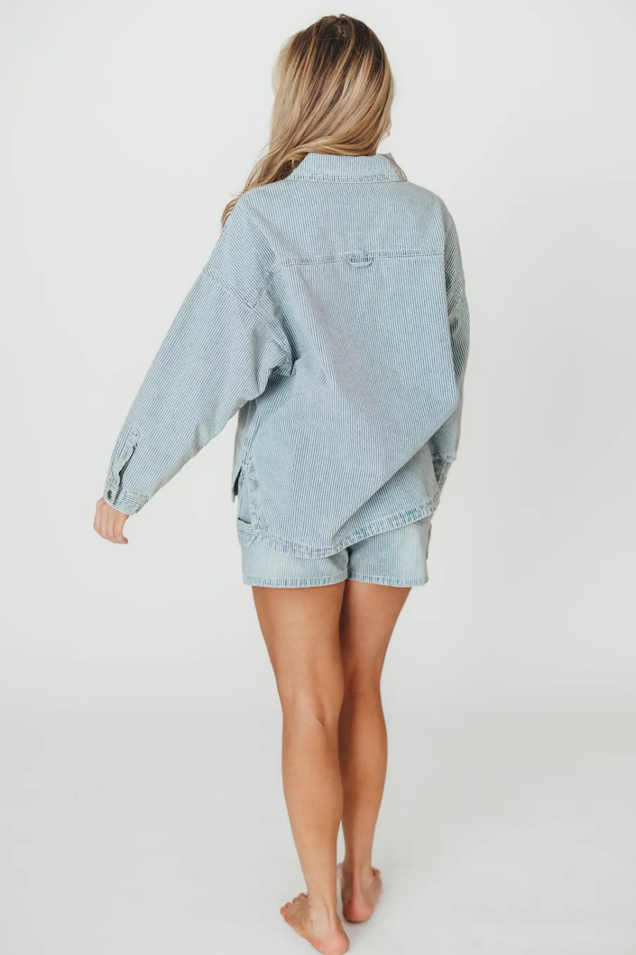 Clearance Worth Collective Jayme Shorts in Denim/White