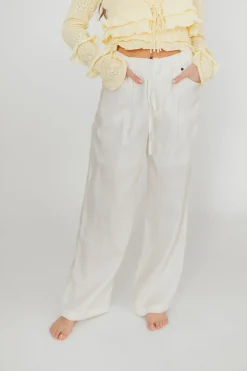 Best Worth Collective Jeanette 100% Linen Pants in White
