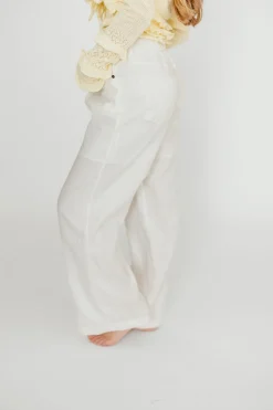 Best Worth Collective Jeanette 100% Linen Pants in White