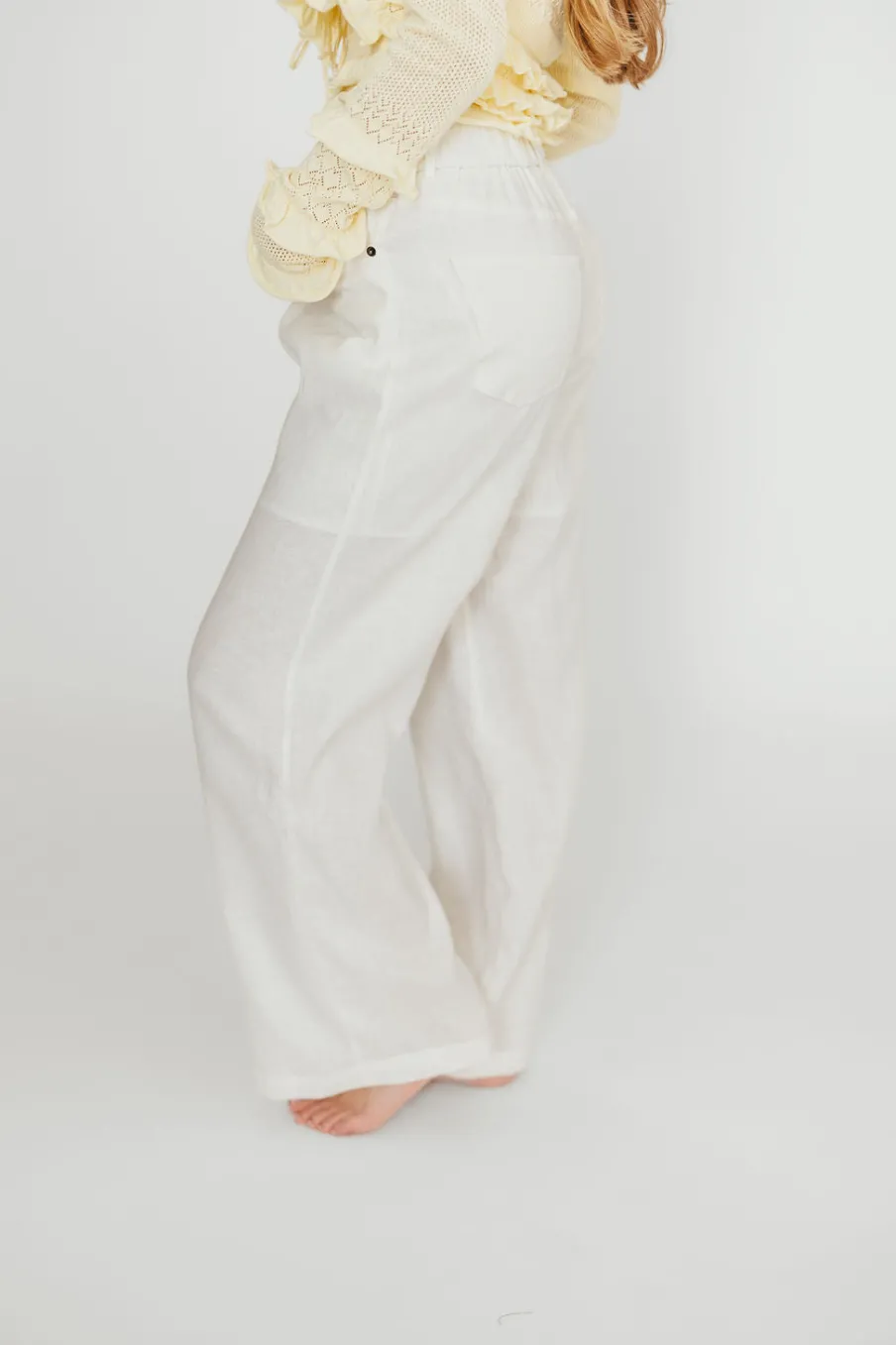 Best Worth Collective Jeanette 100% Linen Pants in White