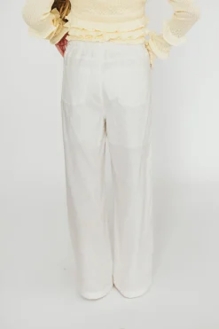 Best Worth Collective Jeanette 100% Linen Pants in White