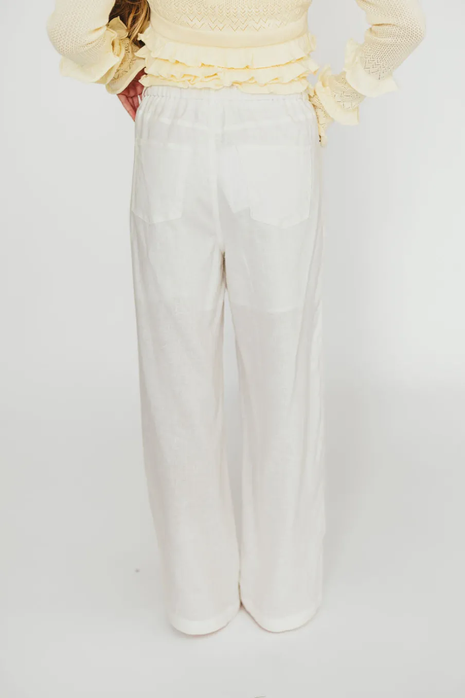 Best Worth Collective Jeanette 100% Linen Pants in White