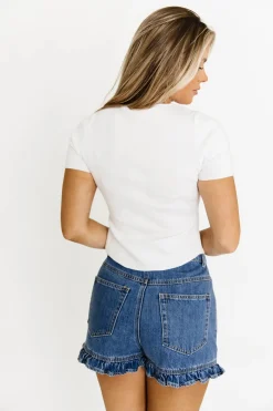 Best Worth Collective Jen Button Pleated Split Knit Top in Ivory