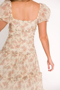 Clearance Worth Collective Jenna Ruffled Maxi Sundress in Cream/Multi Floral