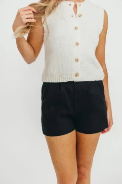 New Worth Collective Jolie 100% Linen Shorts in Black