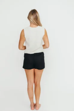 New Worth Collective Jolie 100% Linen Shorts in Black