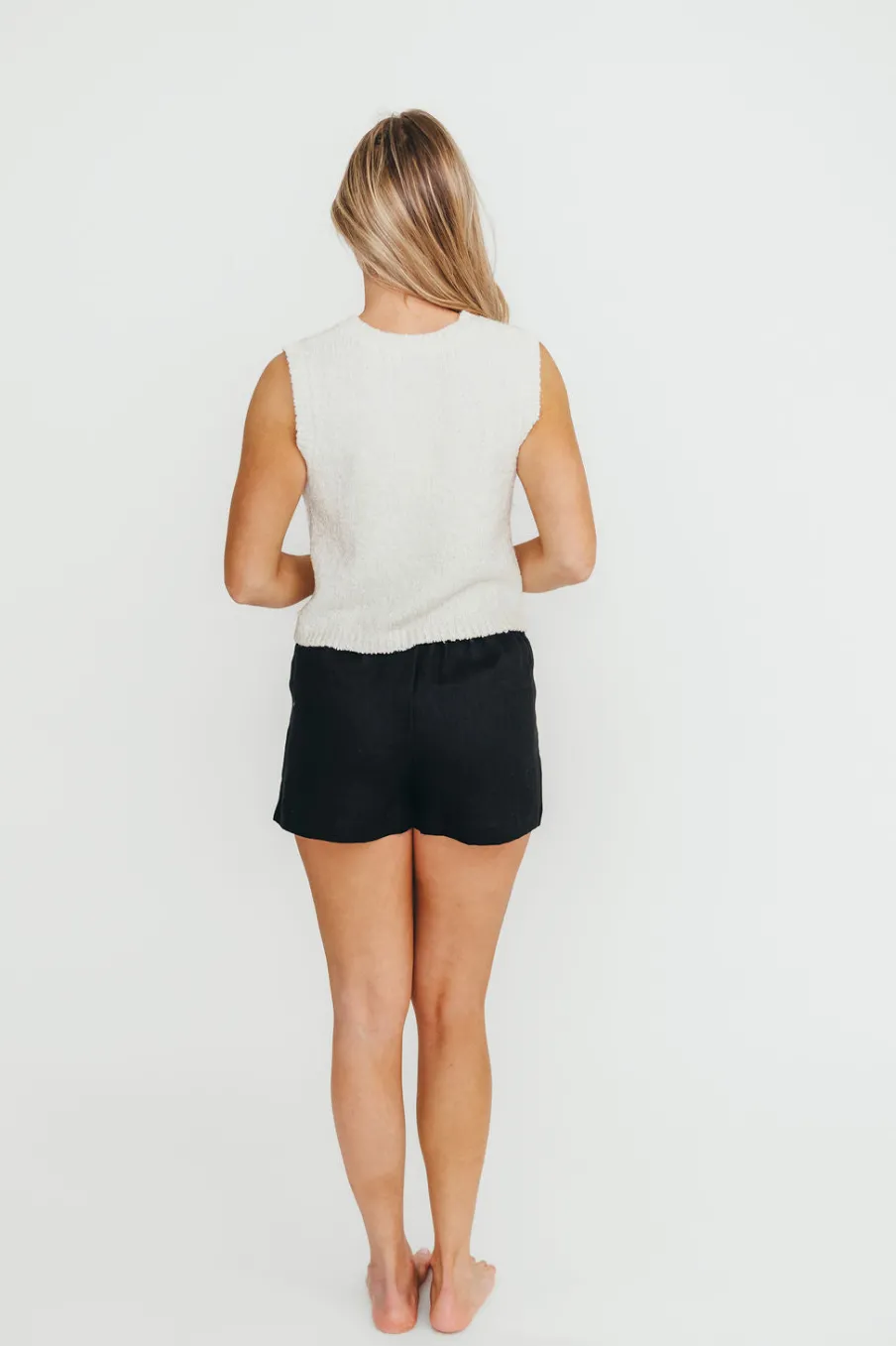 New Worth Collective Jolie 100% Linen Shorts in Black