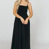 Sale Worth Collective Josefina Smocked Maxi Dress in Black - Bump Friendly