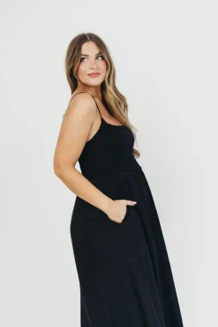 Sale Worth Collective Josefina Smocked Maxi Dress in Black - Bump Friendly