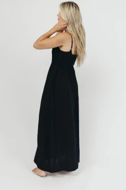 Sale Worth Collective Josefina Smocked Maxi Dress in Black - Bump Friendly