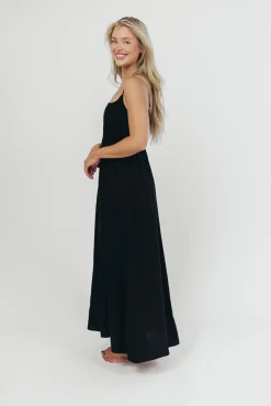 Sale Worth Collective Josefina Smocked Maxi Dress in Black - Bump Friendly