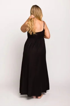 Sale Worth Collective Josefina Smocked Maxi Dress in Black - Bump Friendly
