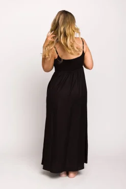 Sale Worth Collective Josefina Smocked Maxi Dress in Black - Bump Friendly