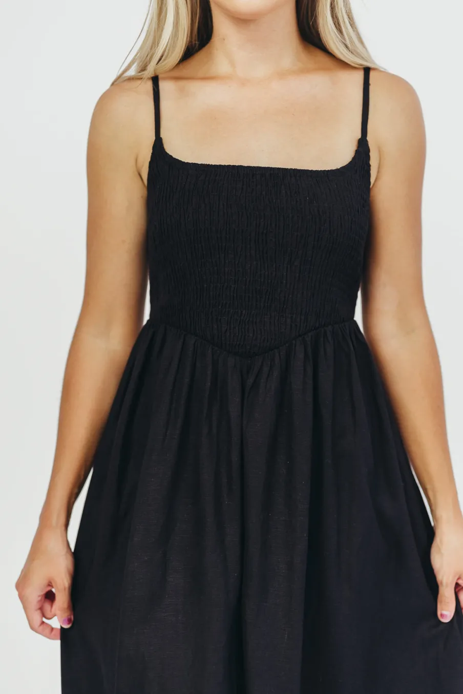 Sale Worth Collective Josefina Smocked Maxi Dress in Black - Bump Friendly