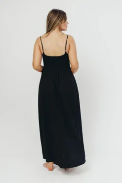 Sale Worth Collective Josefina Smocked Maxi Dress in Black - Bump Friendly