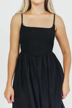 Sale Worth Collective Josefina Smocked Maxi Dress in Black - Bump Friendly