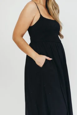 Sale Worth Collective Josefina Smocked Maxi Dress in Black - Bump Friendly
