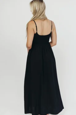 Sale Worth Collective Josefina Smocked Maxi Dress in Black - Bump Friendly