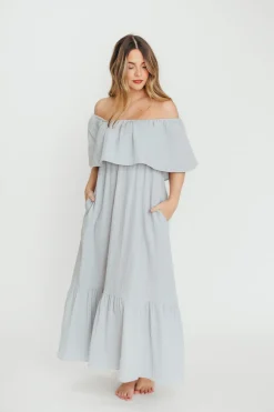 Hot Worth Collective Josie 100% Cotton Maxi Dress in Cloud - Bump & Nursing Friendly