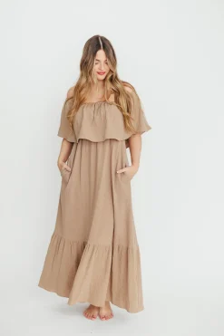 Sale Worth Collective Josie 100% Cotton Maxi Dress in Dry Thyme - Bump & Nursing Friendly