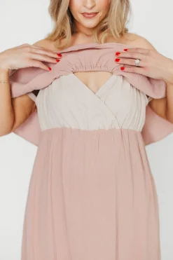 Online Worth Collective Josie 100% Cotton Maxi Dress in Rose - Bump & Nursing Friendly