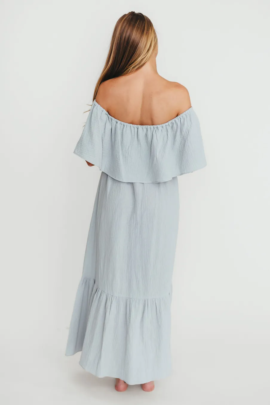 Hot Worth Collective Josie 100% Cotton Maxi Dress in Cloud - Bump & Nursing Friendly