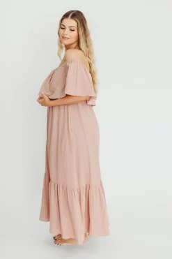 Online Worth Collective Josie 100% Cotton Maxi Dress in Rose - Bump & Nursing Friendly
