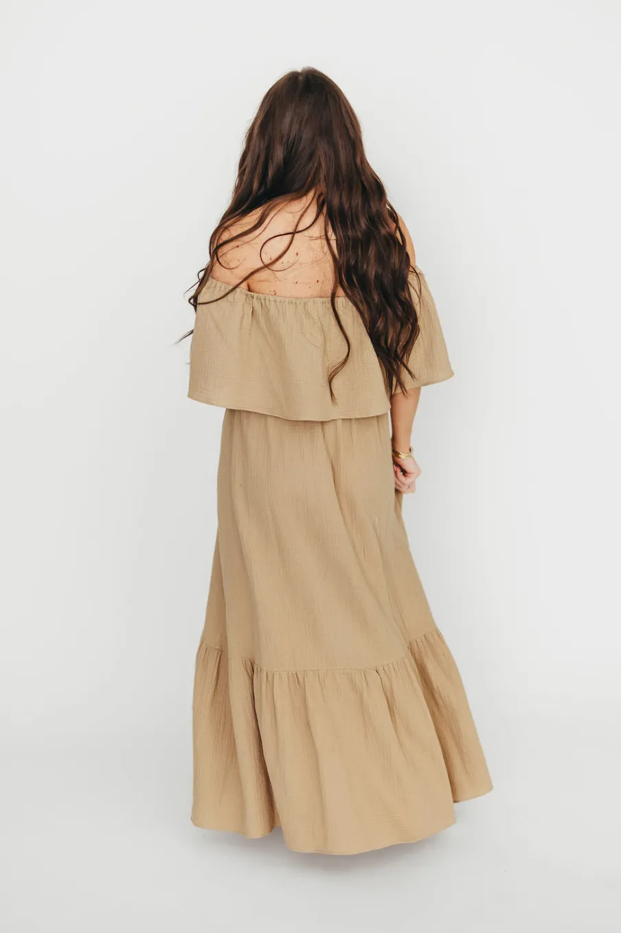 Outlet Worth Collective Josie 100% Cotton Maxi Dress in Khaki - Bump & Nursing Friendly