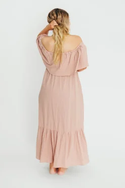 Online Worth Collective Josie 100% Cotton Maxi Dress in Rose - Bump & Nursing Friendly