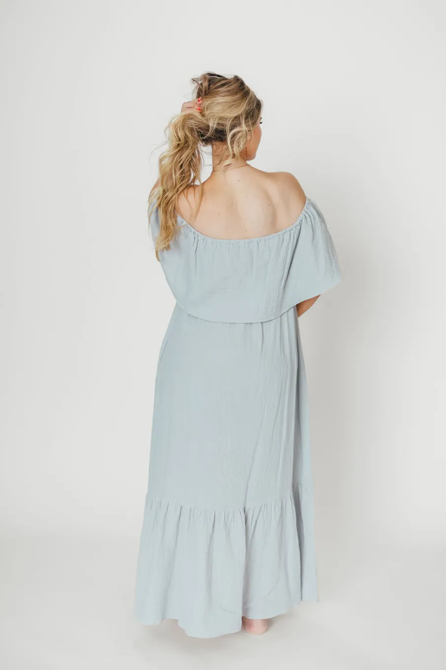 Hot Worth Collective Josie 100% Cotton Maxi Dress in Cloud - Bump & Nursing Friendly