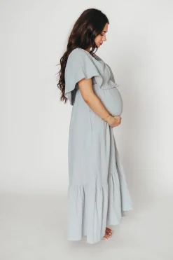 Hot Worth Collective Josie 100% Cotton Maxi Dress in Cloud - Bump & Nursing Friendly