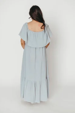 Hot Worth Collective Josie 100% Cotton Maxi Dress in Cloud - Bump & Nursing Friendly