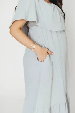 Hot Worth Collective Josie 100% Cotton Maxi Dress in Cloud - Bump & Nursing Friendly