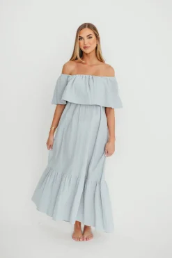 Hot Worth Collective Josie 100% Cotton Maxi Dress in Cloud - Bump & Nursing Friendly